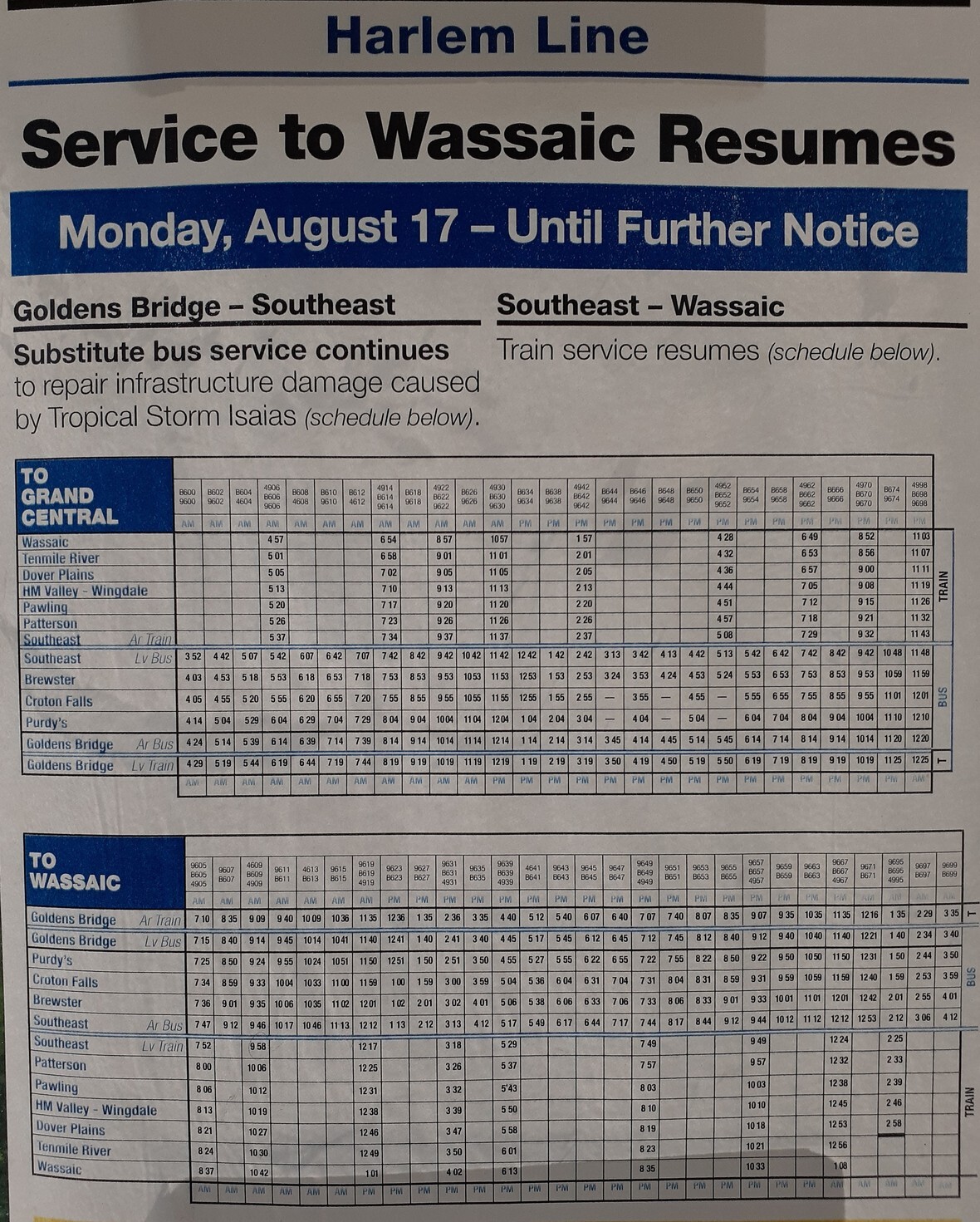 Wassaic 001 - Schedule August 17 2020